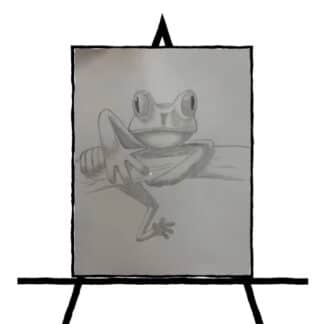 black and white image of frog drawing