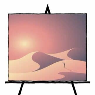 image of sand dunes with yellow sun and golden hills with an orange red background color