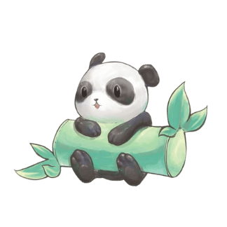 drawing of baby panda holding a bamboo