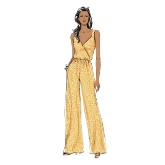 woman's yellow jumpsuit sketch fashion