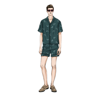 man button down shirt with shorts fashion sketching