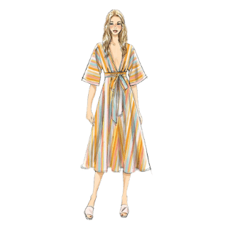 fashion sketch of orange and yellow striped summer dress