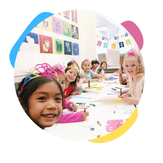 birthday party image with young art