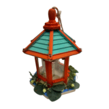 image of a red and teal colored bird feeder craft