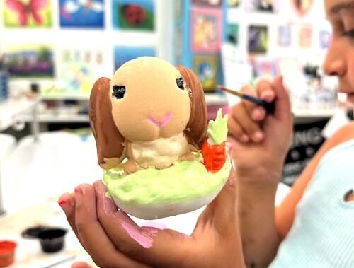 image of a 3d printed bunny rabbit being painted