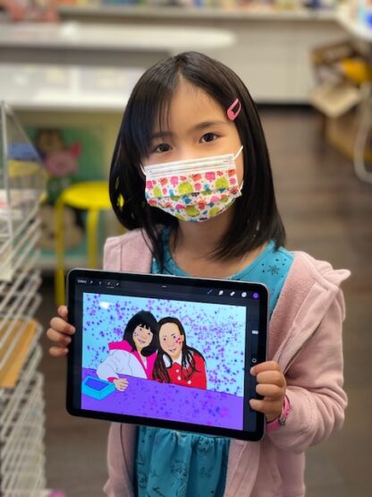Student with tablet for digital art