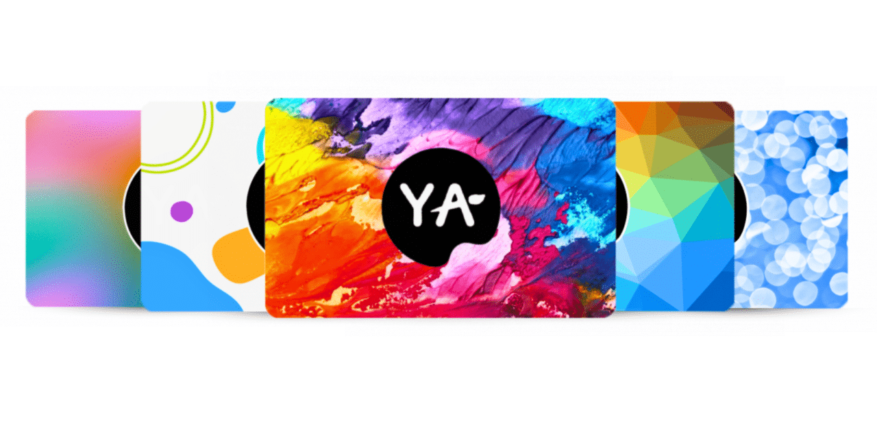 image of 5 different gift card styles fanned out