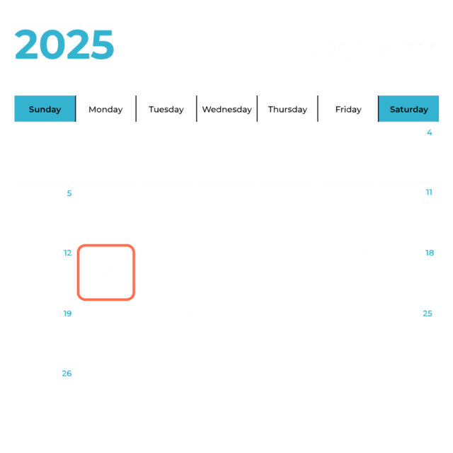 image of a calendar view for october 2025
