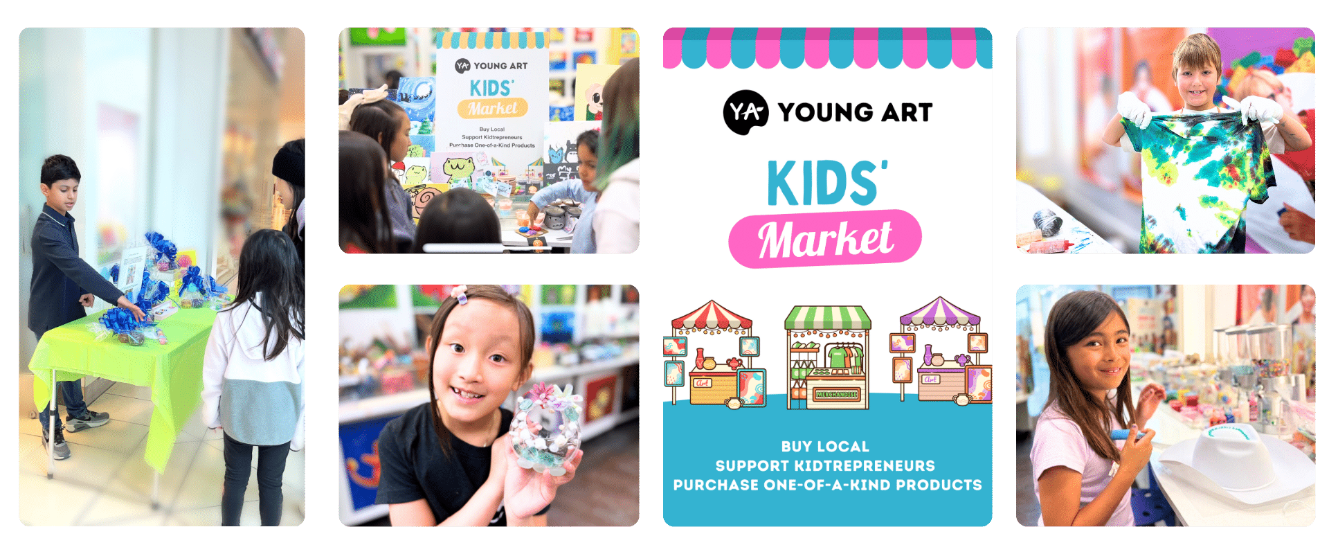 image of kids with their art pueces they are going to sell