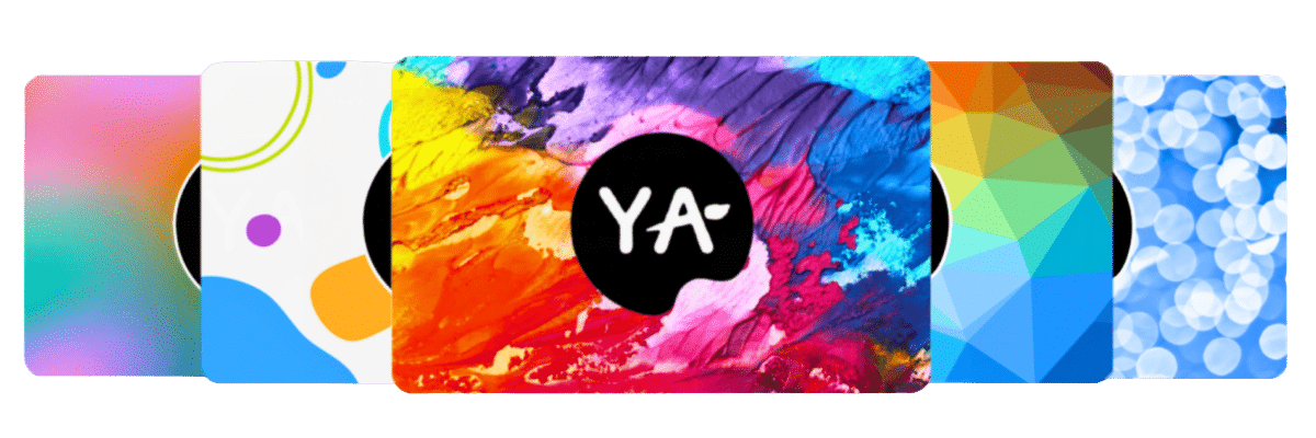 image of 5 different gift card styles fanned out