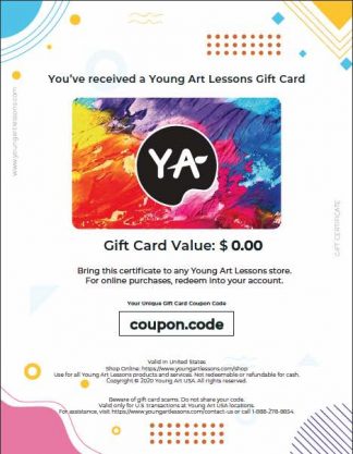 Young Art Lessons colorful gift card certificate for printing. Sent by request only.